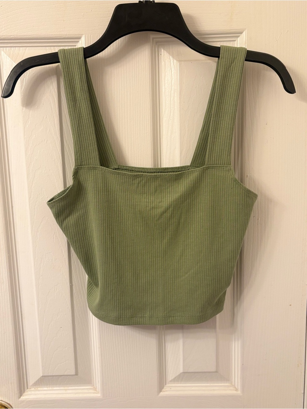 American Eagle Outfitters Olive Green Ribbed Square-Neck Tank
